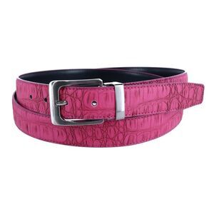 CTM Leather Matte Reversible Croc Print Clamp on Buckle Belt